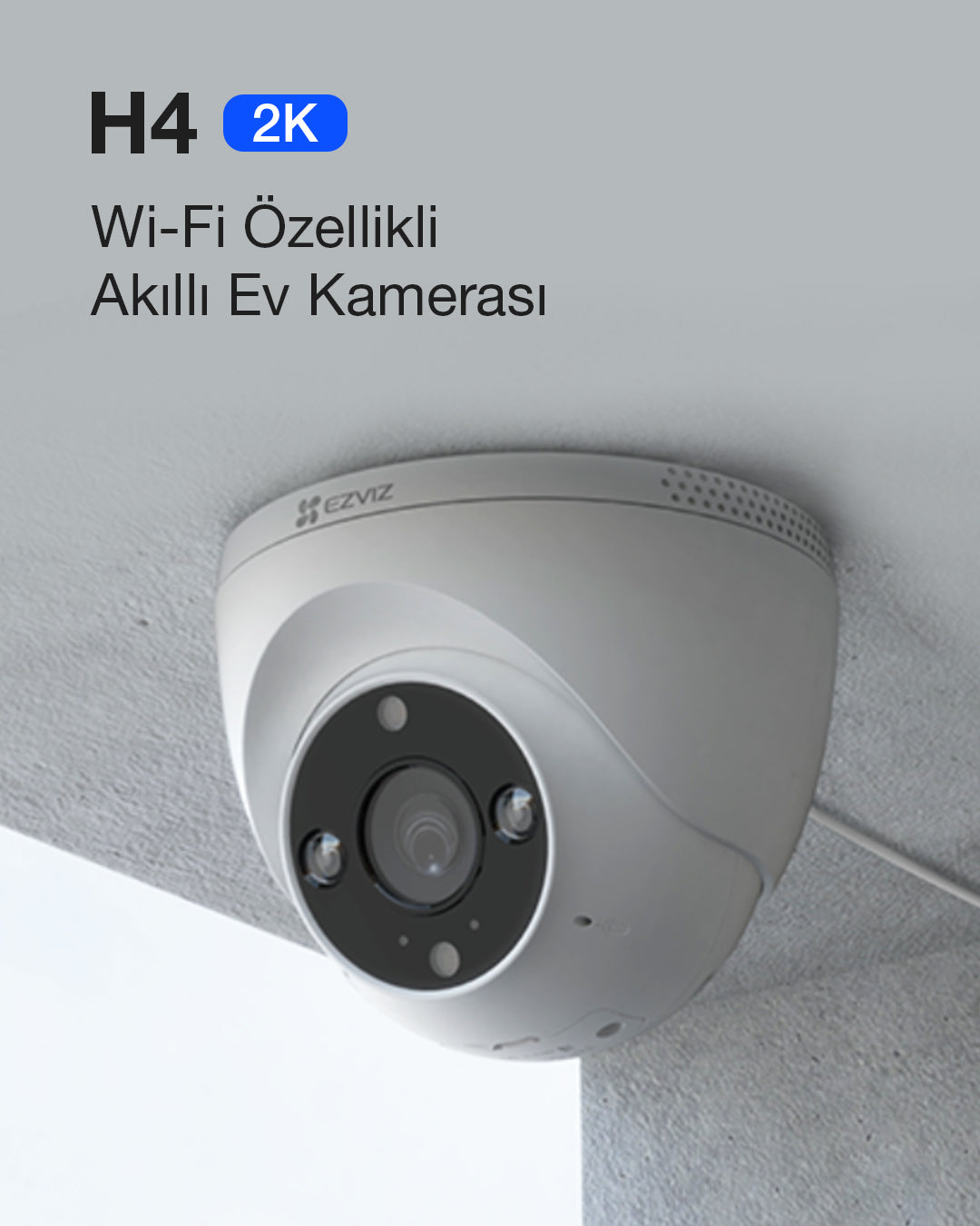 Wi-Fi Dome Güvenlik Kamerası | Akıllı Ev Kamerası | Kablosuz Gece Görüşlü Kamera | EZVIZ H4