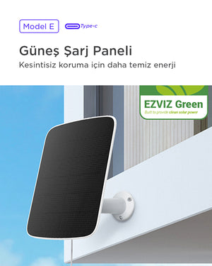 EZVIZ uyumlu güneş enerjili şarj paneli ile akıllı güvenlik kameranızı priz gerektirmeden 7/24 çalıştırın! Su geçirmez, enerji tasarruflu ve çevre dostu solar panel ile kesintisiz güvenlik sağlayın. Akıllı ev sistemleri için ideal, kolay montaj ve uzun ömürlü performans.
