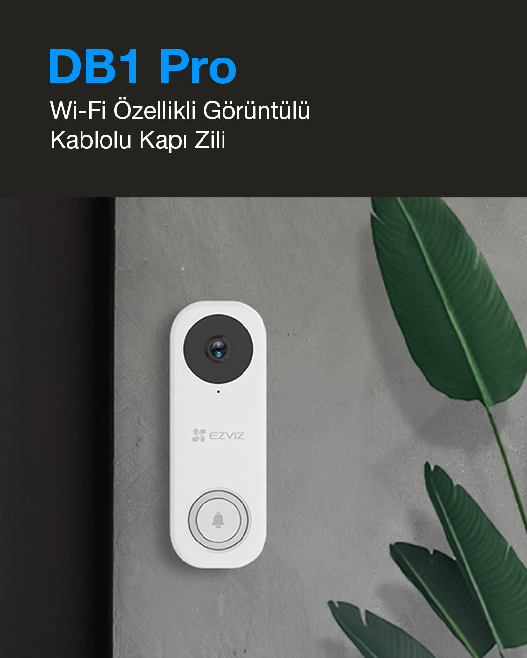 Wi-Fi Görüntülü Kapı Zili | Akıllı Kapı Kamerası | Hareket Algılamalı Mobil Uyumlu Güvenlik Zili | EZVIZ DB1 Pro