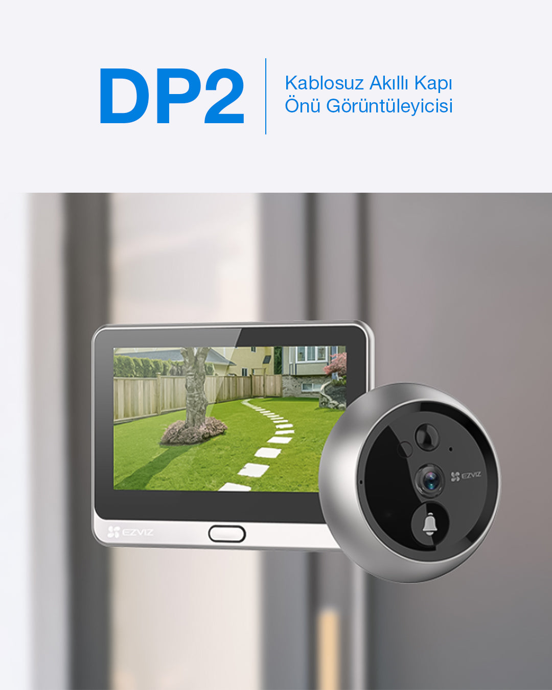 Wi-Fi Akıllı Kapı Kamerası | Görüntülü Kapı Zili | Hareket Algılamalı ve Mobil Destekli Güvenlik Sistemi | EZVIZ DP2