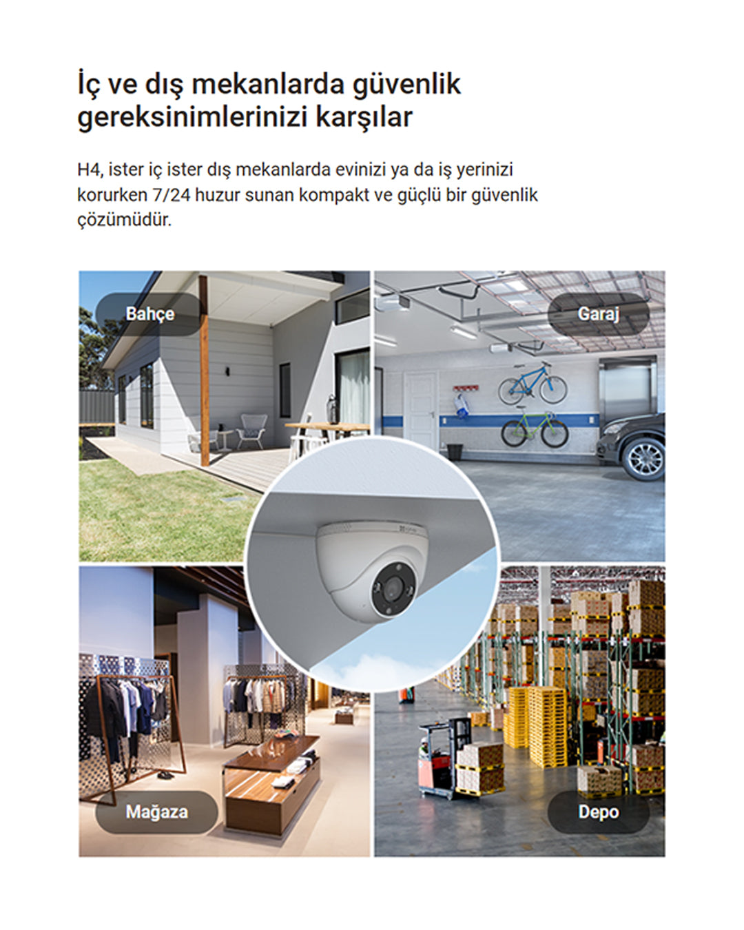 Wi-Fi Dome Güvenlik Kamerası | Akıllı Ev Kamerası | Kablosuz Gece Görüşlü Kamera | EZVIZ H4