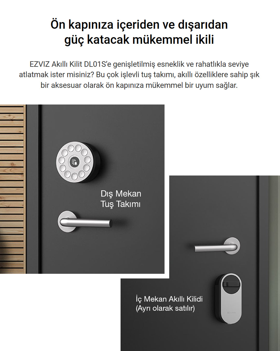 Akıllı Dijital Kapı Kilidi | Çok İşlevli Tuş Takımı | Tuş Takımı ile Anahtarsız Giriş | Smart Lock – Şifreli ve Güvenli | EZVIZ DL01CP-BT