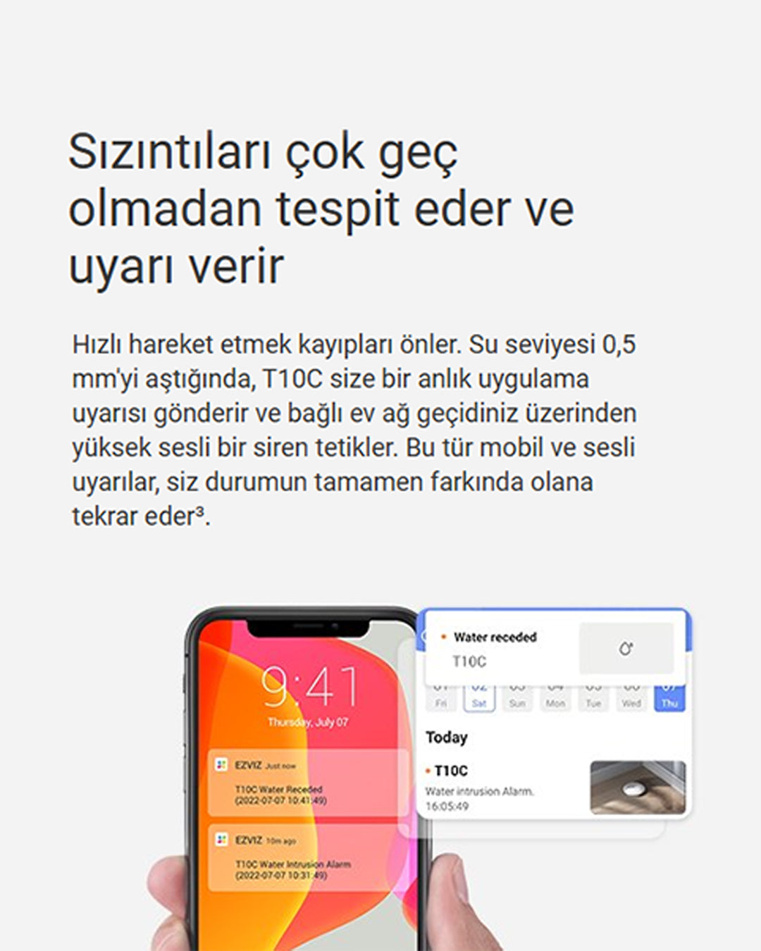 Kablosuz Su Kaçak Dedektörü | Water Leak Detector | Akıllı Su Kaçak Alarmı | Leakage Alarm System | EZVIZ T10C