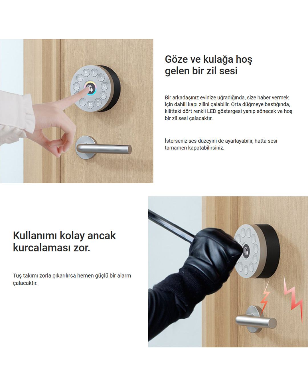 Akıllı Dijital Kapı Kilidi | Çok İşlevli Tuş Takımı | Tuş Takımı ile Anahtarsız Giriş | Smart Lock – Şifreli ve Güvenli | EZVIZ DL01CP-BT