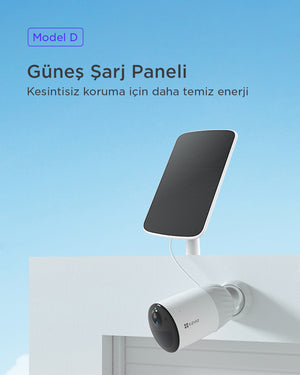 EZVIZ uyumlu güneş şarj paneli ile güvenlik kameralarınızı güneş enerjisiyle besleyin! IP66 su geçirmez yapısı, kolay kurulumu ve enerji tasarrufu sağlayan yapısıyla kablosuz, çevre dostu ve kesintisiz güvenlik çözümü. Akıllı ev sistemleri için ideal!