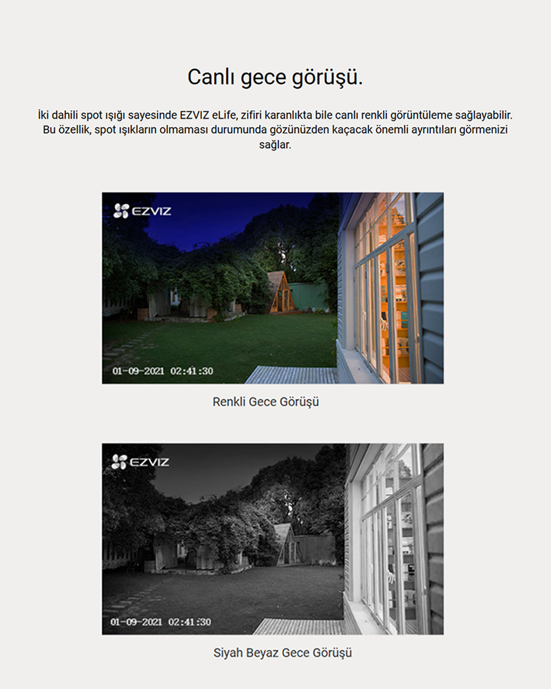 Akıllı Dış Mekan Güvenlik Kamerası | Gece Görüşlü Suya Dayanıklı Wi-Fi Kamera | EZVIZ eLife 2K+