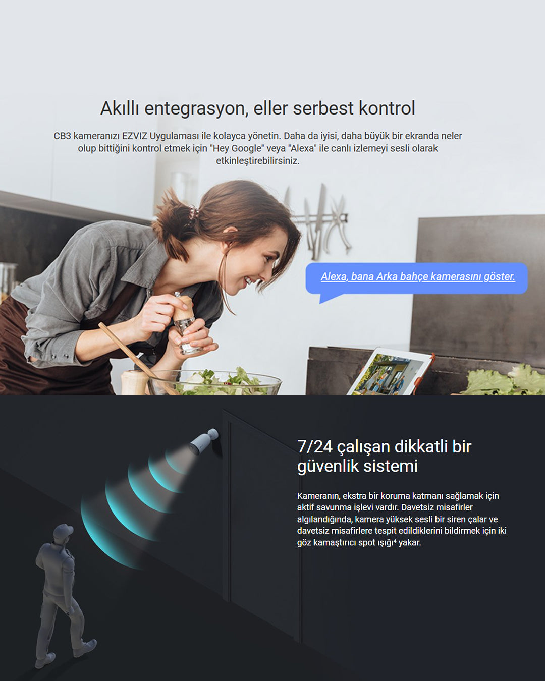 Kablosuz Pilli Wi-Fi Güvenlik Kamerası | Mobil Destekli Gece Görüşlü | EZVIZ CB3