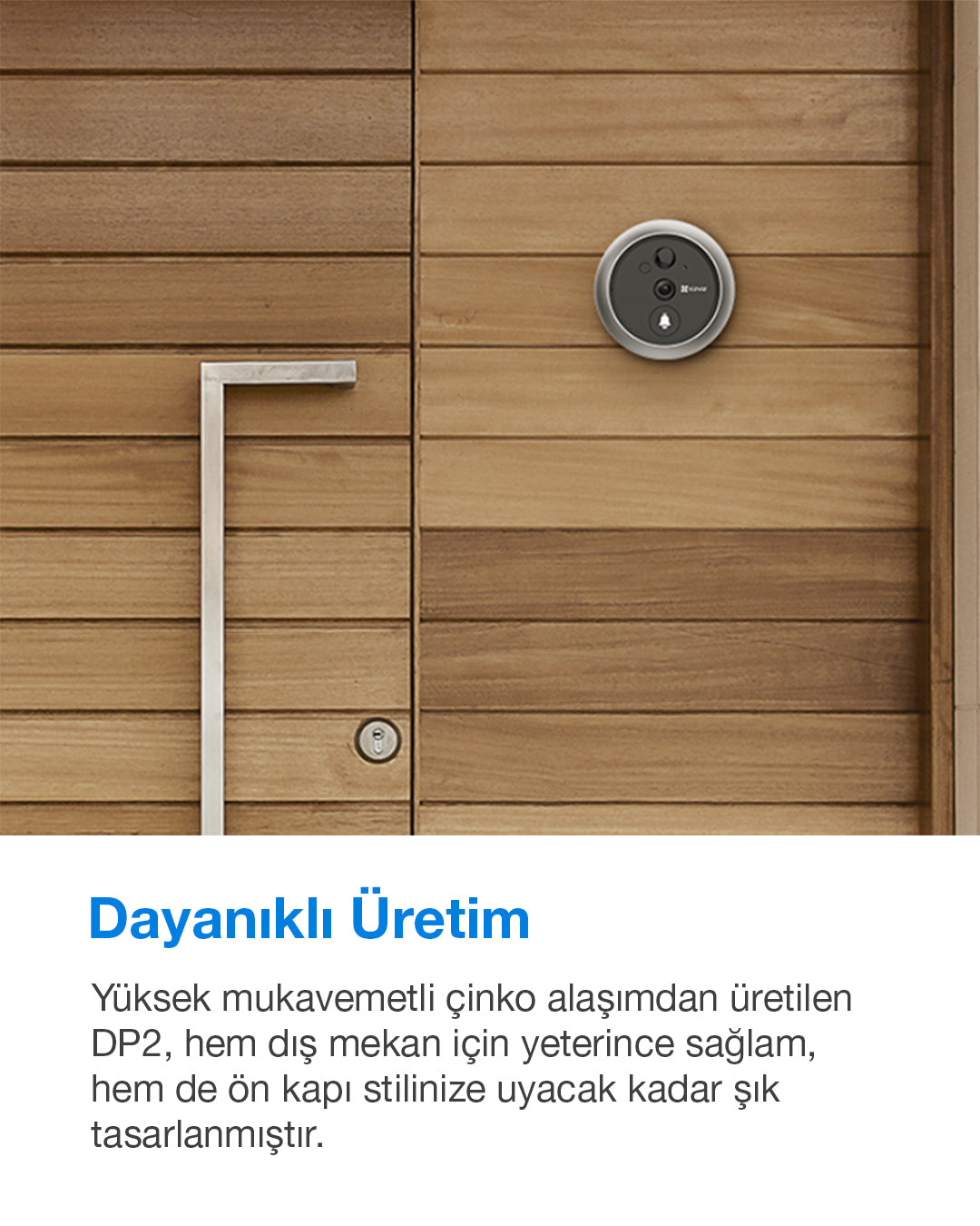 Wi-Fi Akıllı Kapı Kamerası | Görüntülü Kapı Zili | Hareket Algılamalı ve Mobil Destekli Güvenlik Sistemi | EZVIZ DP2