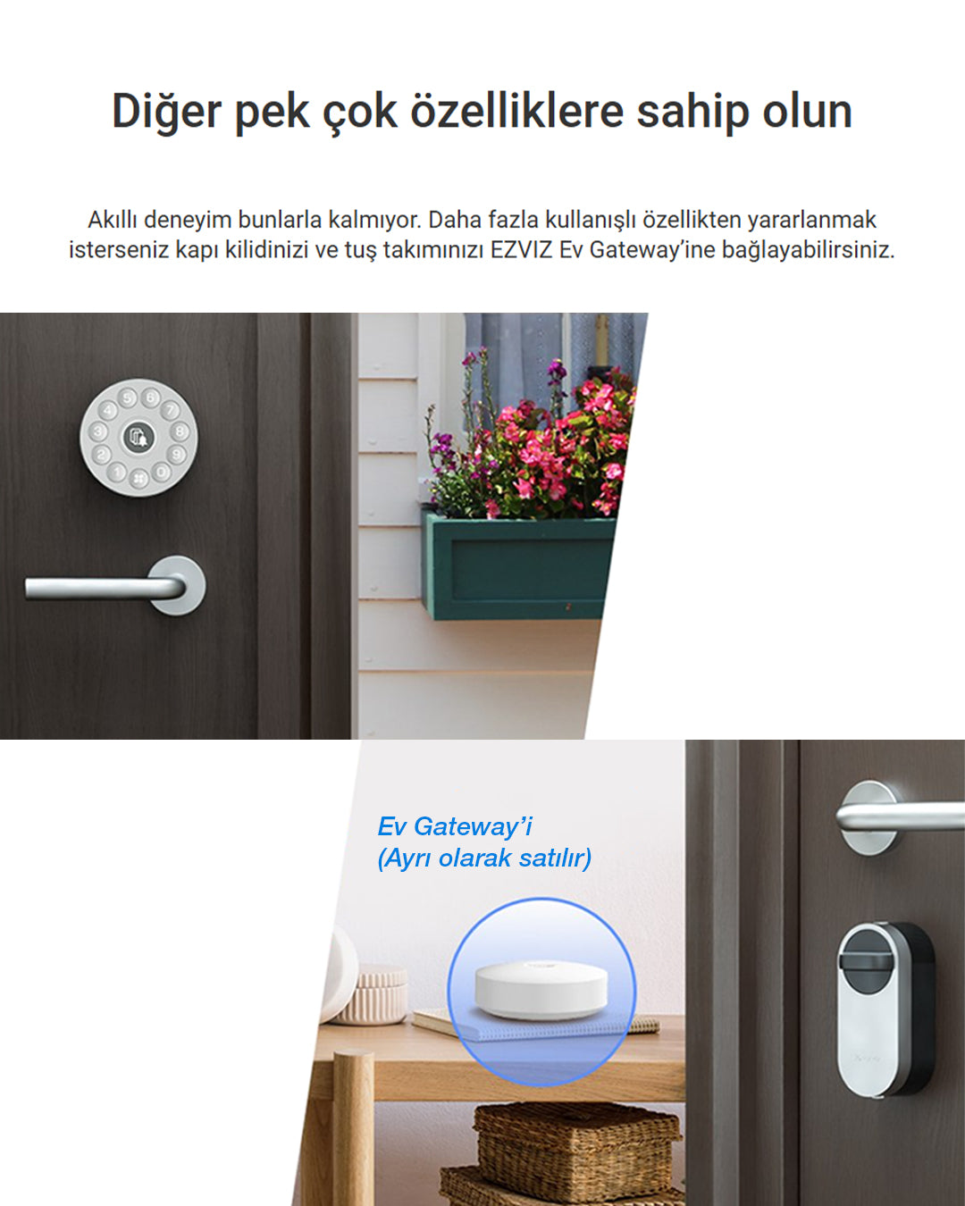 Akıllı Dijital Kapı Kilidi | Çok İşlevli Tuş Takımı | Tuş Takımı ile Anahtarsız Giriş | Smart Lock – Şifreli ve Güvenli | EZVIZ DL01CP-BT