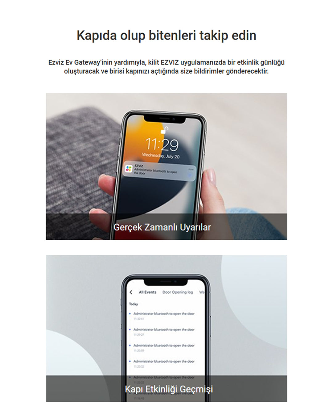 Akıllı Dijital Kapı Kilidi | Çok İşlevli Tuş Takımı | Tuş Takımı ile Anahtarsız Giriş | Smart Lock – Şifreli ve Güvenli | EZVIZ DL01CP-BT