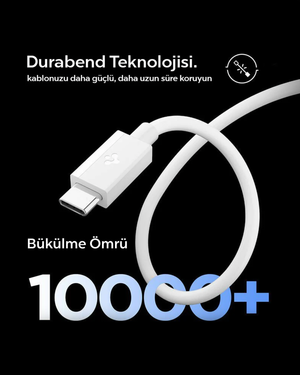 Spigen 60W USB-C 2 Metre Süper Hızlı Şarj Kablosu, 480Mbps Yüksek Hızlı Veri Aktarımı, Beyaz | Super Fast Charging Cable | Spigen 60W USB-C kablo ile cihazlarınızı hızlı ve güvenli şarj edin. 2 metre, PPS 2.0 ve 480 Mbps veri aktarımı ile performans her yerde sizinle. Tüm USB-C cihazlar ile uyumludur.(telefon, kulaklık, akıllı saat, tablet, dizüstü)