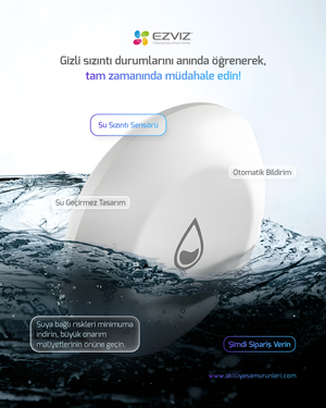 Su Kaçağı Dedektörü | Su Kaçağı Akıllı Alarm Sistemi | Wireless Water Leak Detector | EZVIZ T10C | Su baskını ve sızıntılarına karşı önceden önlem alın! IP67 su geçirmez wireless su kaçağı dedektörüyle evinizi ya da iş yerinizi anında koruyun.